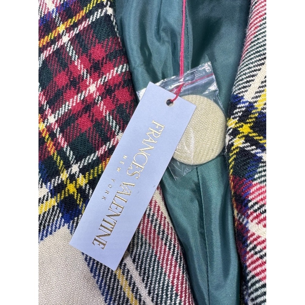 Frances Valentine Christmas Plaid‎ Cocoon Wool Shawl Collar Coat Large $1498 NWT - Picture 7 of 13